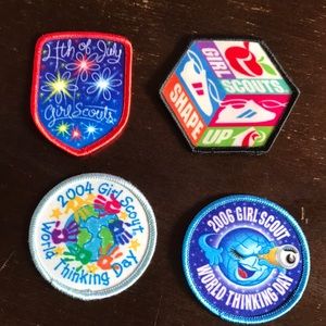 5 Various Girl Scout Merit Patches World Thinking Day 4th of July Shape Up